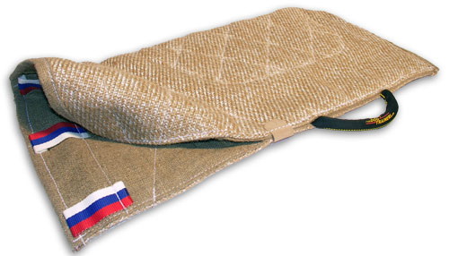 Dog bite sleeve cover made of jute with handle
